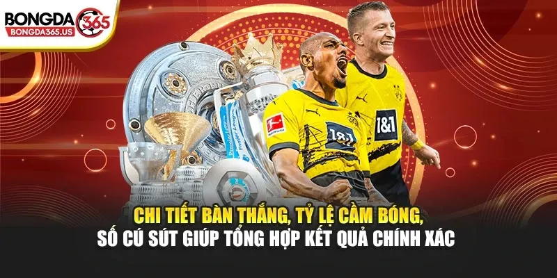 Chi tiết bàn thắng, tỷ lệ cầm bóng, số cú sút giúp tổng hợp kết quả chính xác