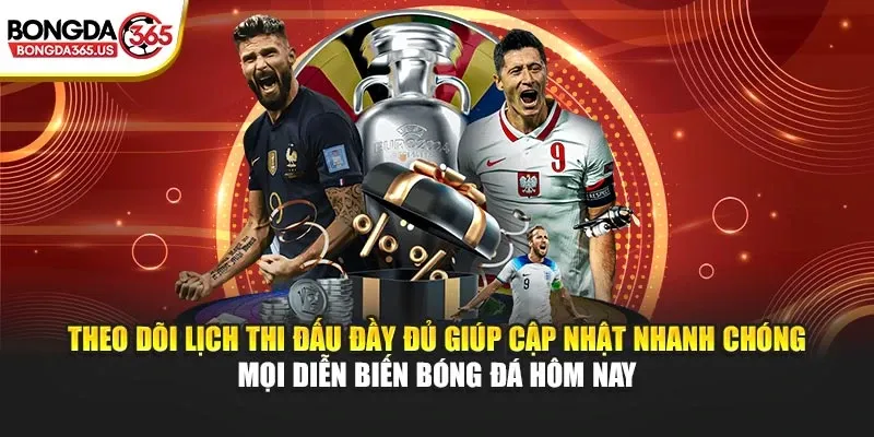 Theo dõi lịch thi đấu đầy đủ giúp cập nhật nhanh chóng mọi diễn biến bóng đá hôm nay